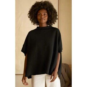 Frank & Eileen Audrey Funnel Neck Capelet Short Sleeve Sweatshirt Top One Size‎